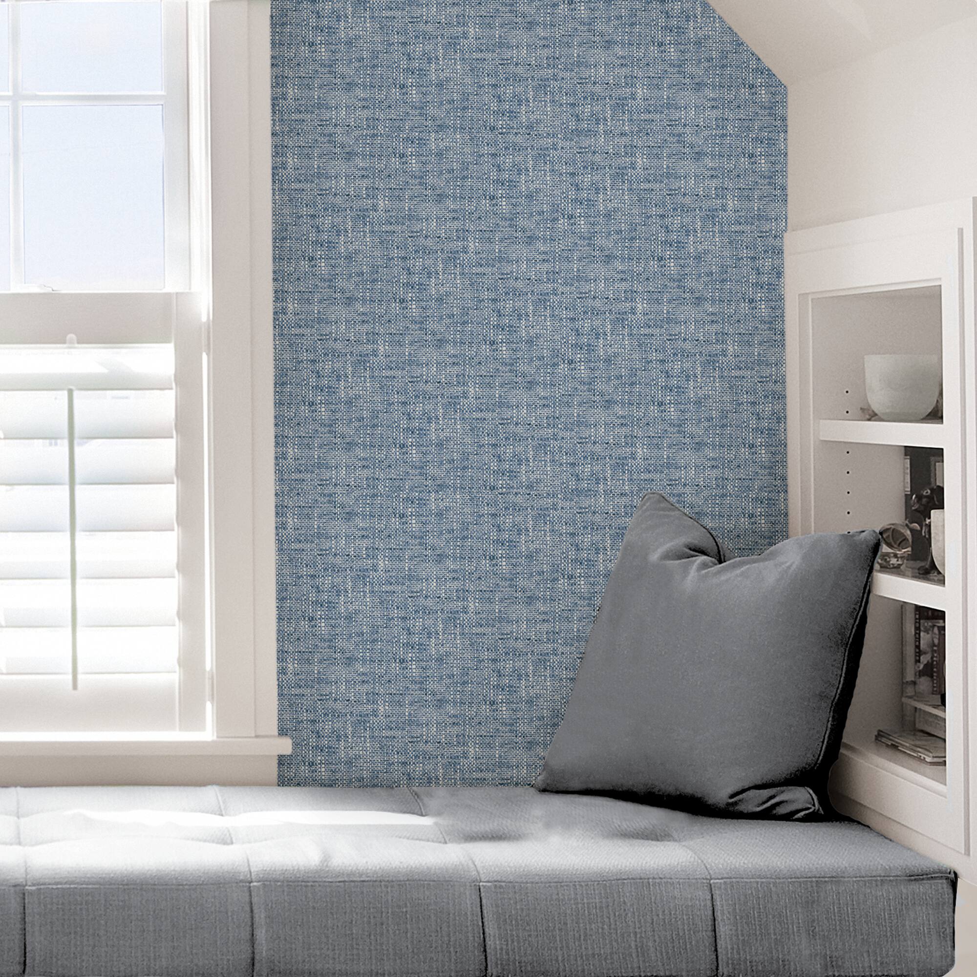 NuWallpaper Navy Poplin Texture Peel & Stick Wallpaper